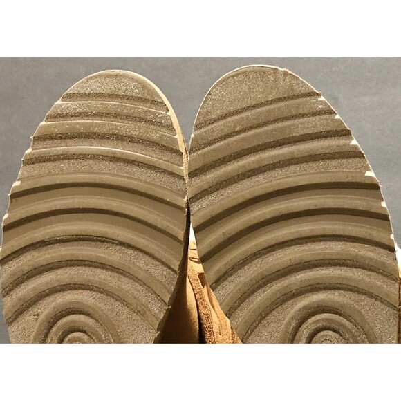 Madden Girl Sleet Fringe Hidden Wedge Boots Faux Fur Suede Chestnut Brown 9.5 M - Picture 13 of 14